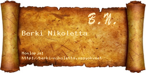 Berki Nikoletta névjegykártya